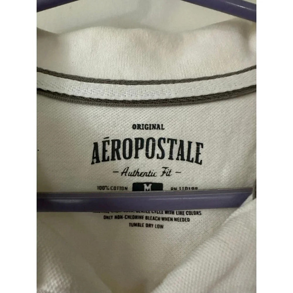 Aeropostale Men’s size Medium Authentic Fit white polo shirt - Picture 4 of 7
